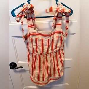 CAbi Red and White Striped Top